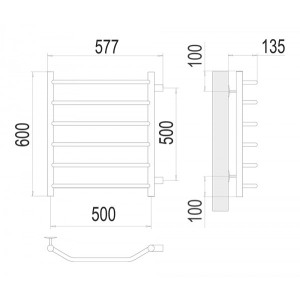 Полотенцесушитель Terminus Виктория П6 500х600 БП (1") схема