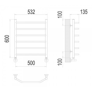 Полотенцесушитель Terminus Виктория П6 500х600 НП (1/2") схема