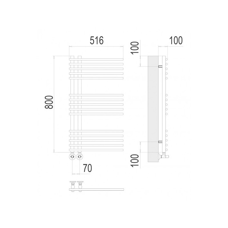 Полотенцесушитель Terminus Астра П15 70х800 НП (1/2") схема