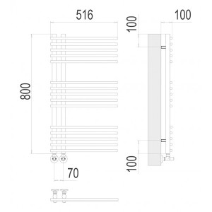 Полотенцесушитель Terminus Астра П15 70х800 НП (1/2") схема