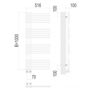 Полотенцесушитель Terminus Астра П20 70х1000 НП (1/2") вид сбоку