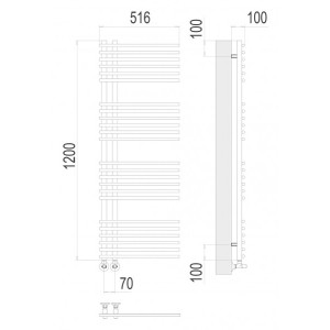 Полотенцесушитель Terminus Астра П24 70х1200 НП (1/2") схема