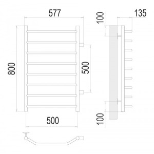 Полотенцесушитель Terminus Виктория П8 500х800 БП 50 (1") схема
