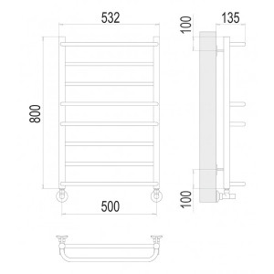 Полотенцесушитель Terminus Евромикс П8 500x800 НП (1/2") схема