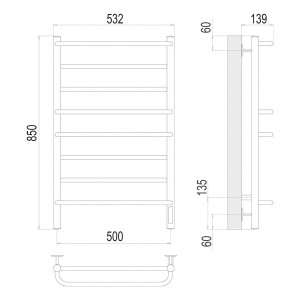 Полотенцесушитель Terminus Евромикс электро П8 500x850 НП схема