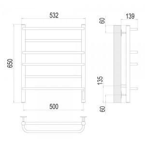 Полотенцесушитель Terminus Евромикс электро П6 500x650 НП схема