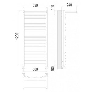 Полотенцесушитель Terminus Енисей П15 500x1200 НП (1/2") с полочкой схема