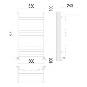 Полотенцесушитель Terminus Енисей П10 500x800 НП (1/2") с полочкой схема