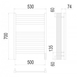Полотенцесушитель Terminus Енисей электро П9 500x700 НП схема