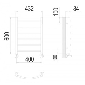 Полотенцесушитель Terminus Классик П6 400х600 НП (1/2") схема