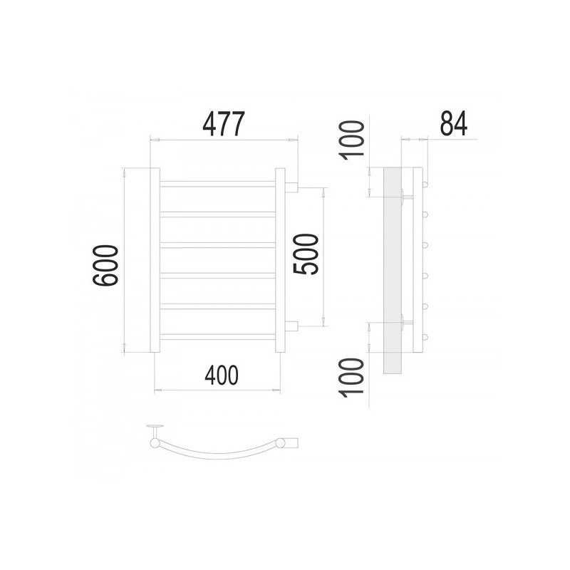 Полотенцесушитель Terminus Классик П6 400х600 БП (1") схема