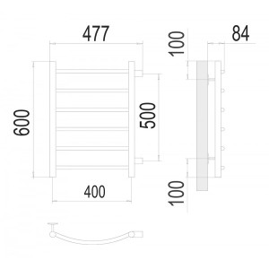 Полотенцесушитель Terminus Классик П6 400х600 БП (1") схема