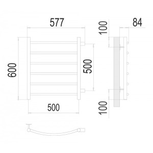 Полотенцесушитель Terminus Классик П6 500х600 БП (1") схема