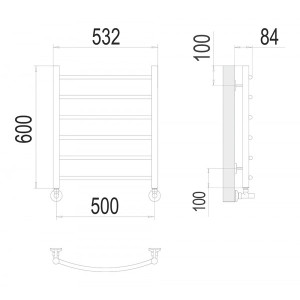 Полотенцесушитель Terminus Классик П6 500х600 НП (1/2") схема