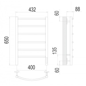 Полотенцесушитель Terminus Классик электро П6 400х650 НП схема