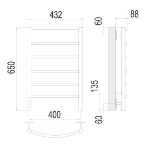 Полотенцесушитель Terminus Классик электро П6 400х650 НП диммер слева схема