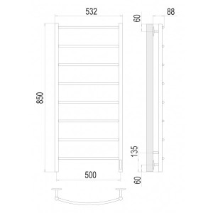 Полотенцесушитель Terminus Классик электро П8 500х850 НП схема