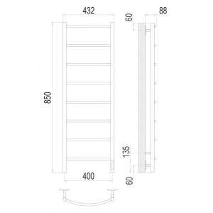 Полотенцесушитель Terminus Классик электро П8 400х850 НП схема