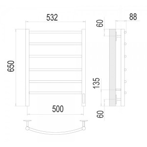 Полотенцесушитель Terminus Классик электро П6 500х650 НП схема