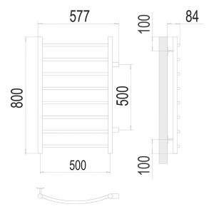 Полотенцесушитель Terminus Классик П8 500х800 БП (1") схема