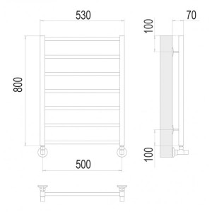 Полотенцесушитель Terminus Контур П7 500х800 НП (1/2") схема