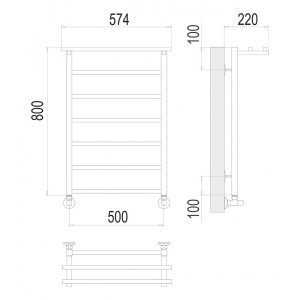 Полотенцесушитель Terminus Контур П7 500х800 НП (1/2") с полочкой схема