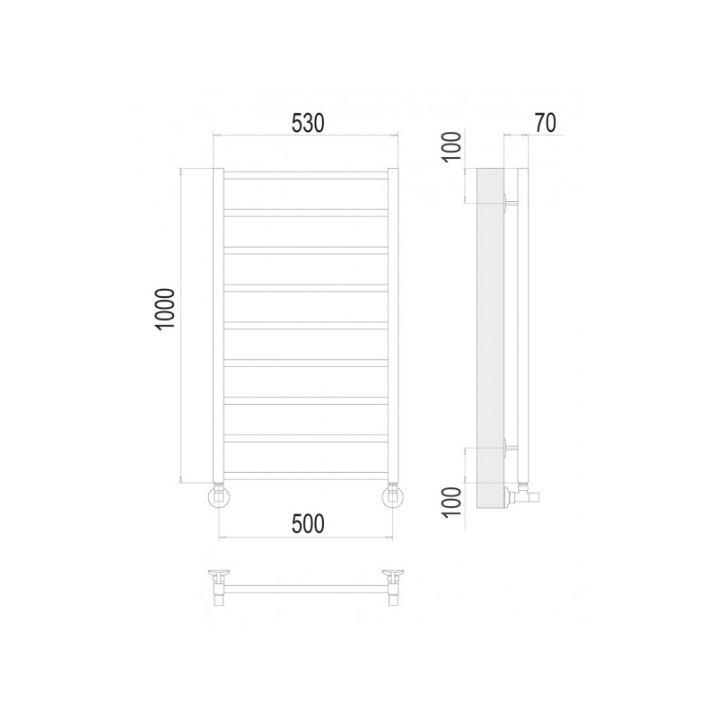 Полотенцесушитель Terminus Контур П9 500х1000 НП (1/2") схема