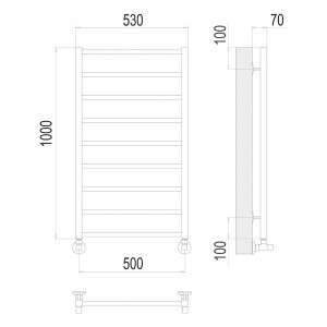 Полотенцесушитель Terminus Контур П9 500х1000 НП (1/2") схема