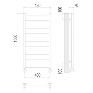 Полотенцесушитель Terminus Контур П9 400х1000 НП (1/2") схема