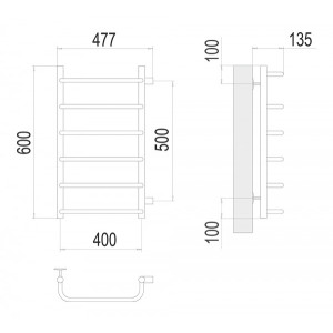Полотенцесушитель Terminus Стандарт П6 400х600 БП (1") схема