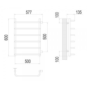 Полотенцесушитель Terminus Стандарт П6 500х600 БП (1") схема
