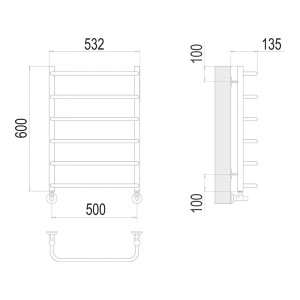Полотенцесушитель Terminus Стандарт П6 500х600 НП (1/2") схема