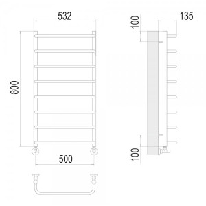 Полотенцесушитель Terminus Стандарт П8 500х800 НП (1/2") схема