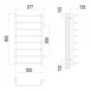 Полотенцесушитель Terminus Стандарт П8 500х800 БП 50 (1") схема
