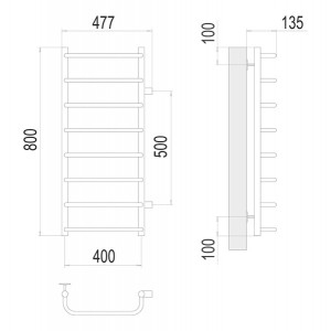 Полотенцесушитель Terminus Стандарт П8 400х800 БП 50 (1") схема