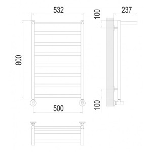 Полотенцесушитель Terminus Хендрикс П8 500х800 НП (1/2") с полочкой схема