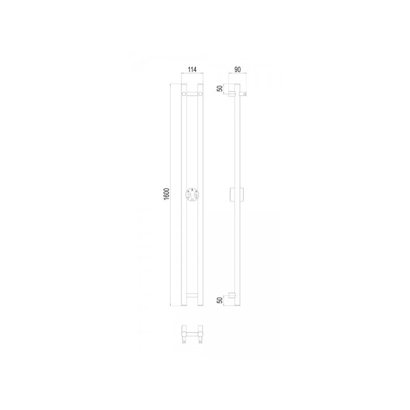 Полотенцесушитель Terminus Стойка электро Duo круг 1600 черный матовый схема