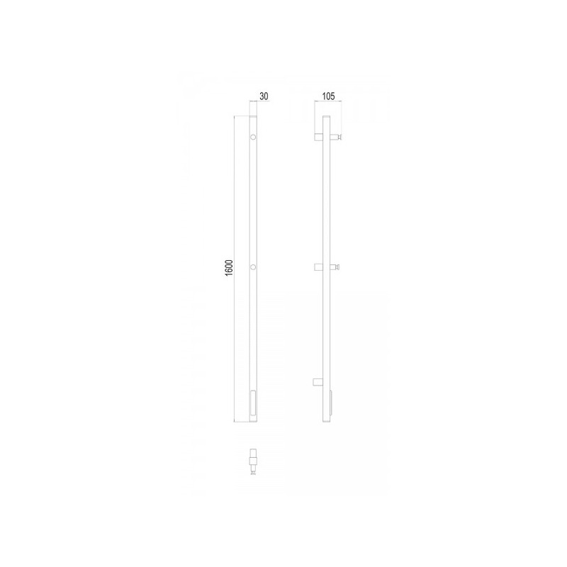 Полотенцесушитель Terminus Стойка электро Uno профиль 1600 схема