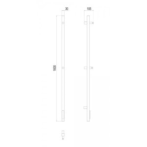 Полотенцесушитель Terminus Стойка электро Uno профиль 1600 белый матовый схема