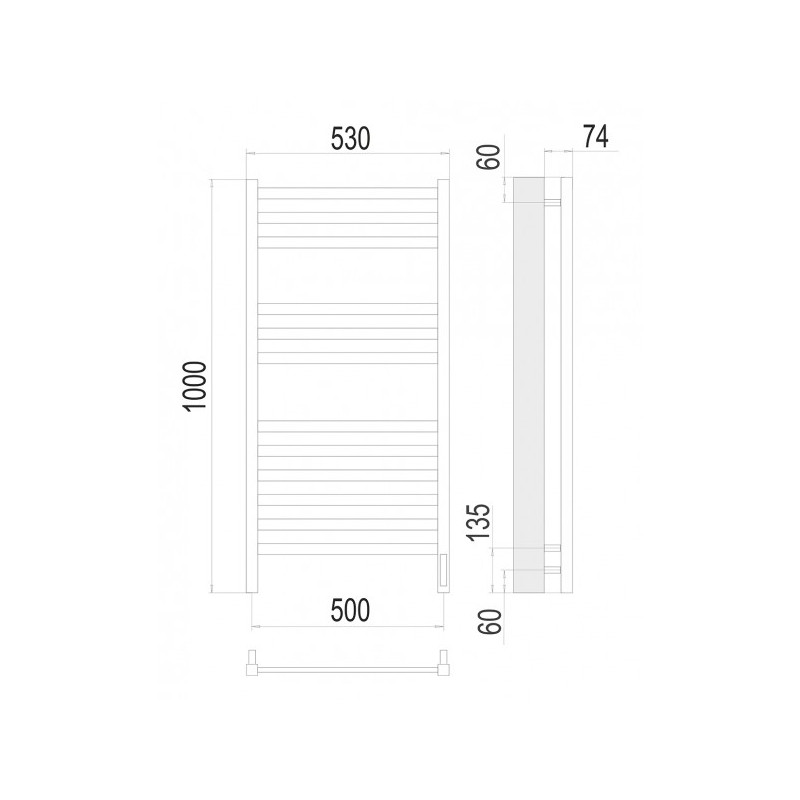 Полотенцесушитель Terminus Енисей электро П12 500x1000 НП схема