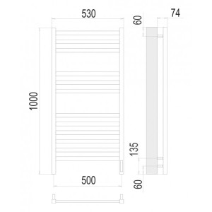 Полотенцесушитель Terminus Енисей электро П12 500x1000 НП схема
