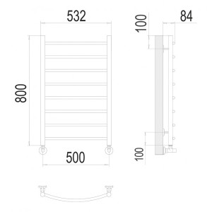Полотенцесушитель Terminus Классик П8 500х800 НП (1/2") белый схема