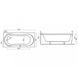 Ванна акриловая Polimat Gracja 170x75 (с ножками) схема