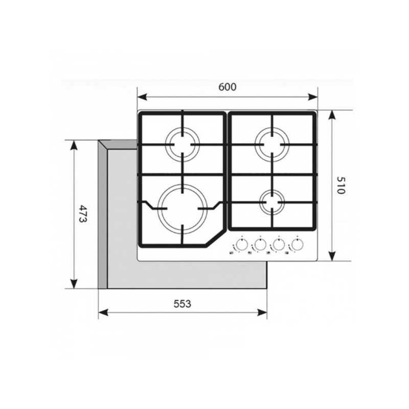 Газовая варочная панель Akpo PGA 604 LXE-2 Black схема