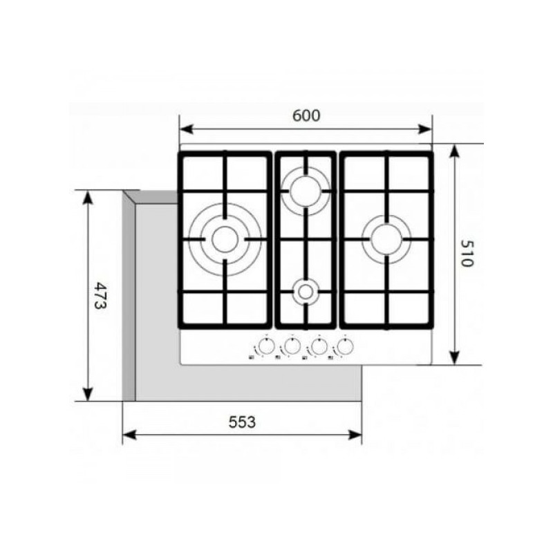 Газовая варочная панель Akpo PGA 604 VGC-T White схема
