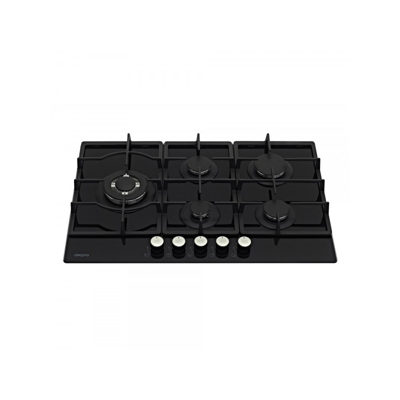 Газовая варочная панель Akpo PGA 755 WGC-T Black вид спереди