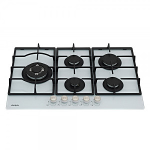 Газовая варочная панель Akpo PGA 755 WGC-T White вид спереди