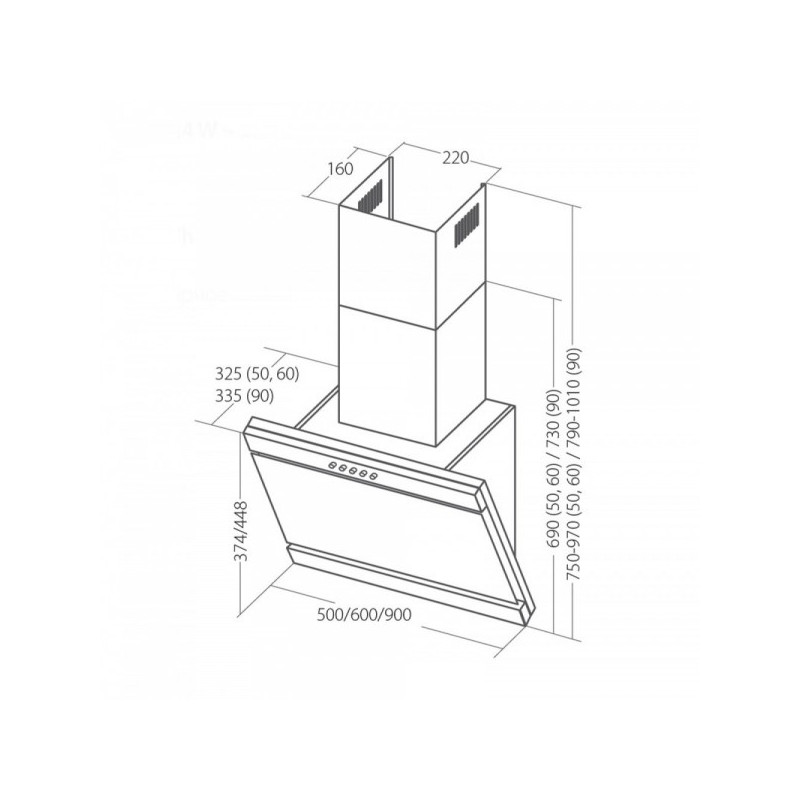 Вытяжка Akpo Kastos  Eco 60 WK-4 White схема