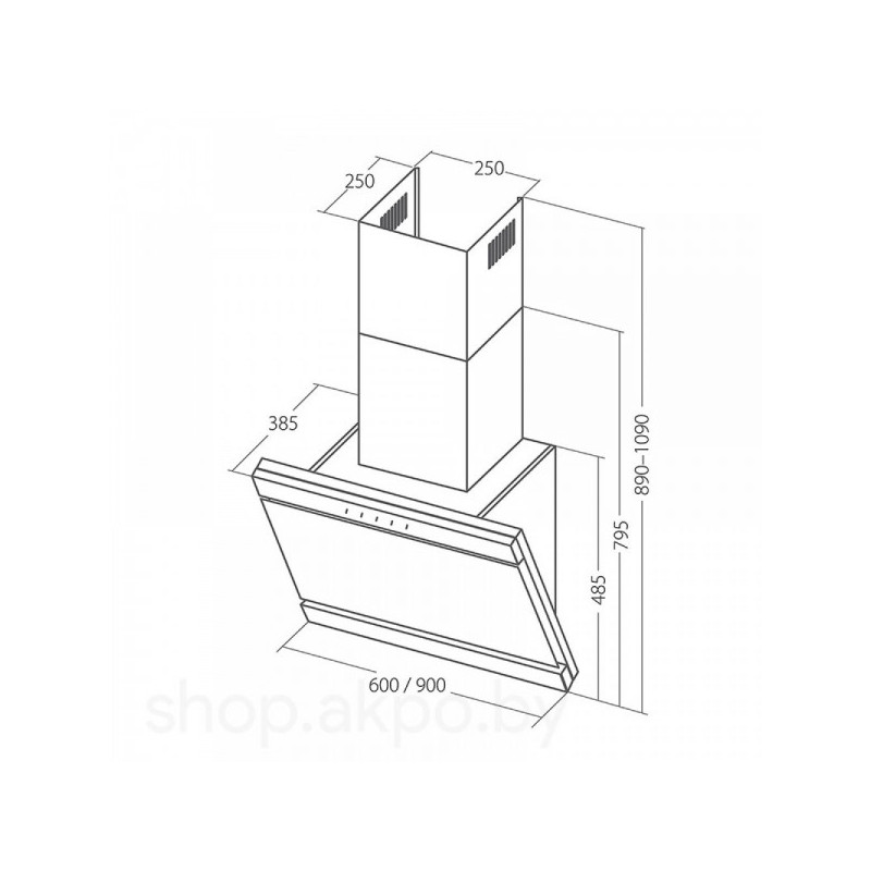 Вытяжка Akpo Kastos II 60 WK-9 Black/Inox схема