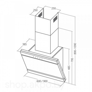 Вытяжка Akpo Kastos II 60 WK-9 Black/Inox схема